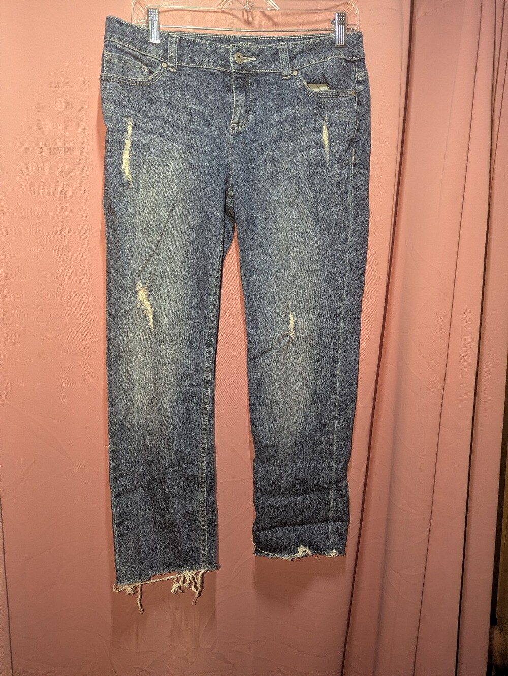 SIMPLY VERA Straight Distressed w/Raw Hem Jean 8